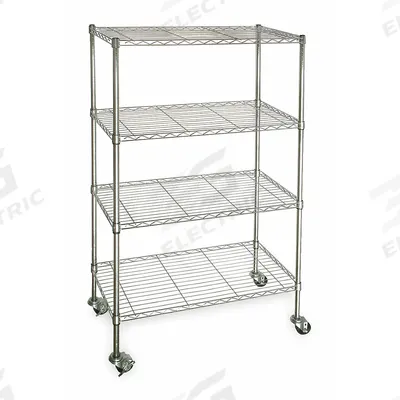 APPROVED VENDOR Wire Shelving Unit: 60 in x 18 in x 68 in, Dry, Split Sleeve, 4 Shelves - Mobile Wire Shelving for Dry Use