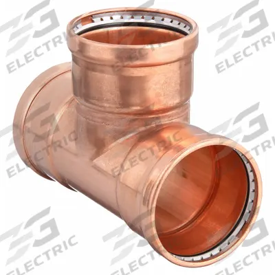VIEGA PROPRESS Crimp Tee Fitting: Tee, 4 in CTS x 4 in CTS x 4 in CTS size - Plumbing Copper & Bronze Press Tube Fittings