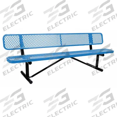 GRAINGER Outdoor Bench: 96 in Overall Lg, 32 1/2 in Overall Ht, Blue, Black - Thermoplastic Coated Steel Benches