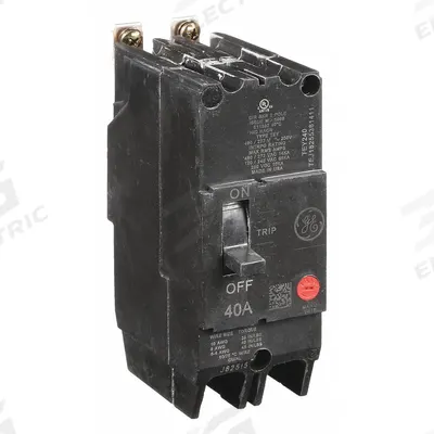 GE Molded Case Circuit Breaker: 40 A Amps, 14kA at 277/480V AC, Fixed, Lug - TEY-Frame GE Molded Case Circuit Breakers