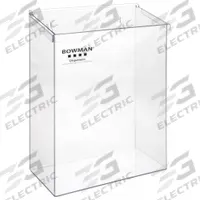 Protection Dispenser: Wall, 12 5/8 in x 5 3/4 in x 17 in, PETG, Clear (MPN BK211-0111). Key specifications — Dispensing Method: Hinged Top; Mounting Location: Wall; Material: PETG; Products Dispensed: Bouffants (Bulk); Dispenser Features: Dust Reducing Flanged; Dispenser Layout: 1 Compartment; Dispenser Style: Tray; Brand: BOWMAN DISPENSERS.