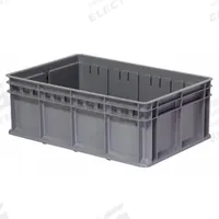 AKRO-MILS Straight Wall Tote: 11.2 gal, 23 5/8 in x 15 3/4 in x 8 5/8 in, Stacking Capable, Gray (MPN 38358GRY). Key specifications — Material: Plastic; Stackable: Stacking Capable; Brand: AKRO-MILS.