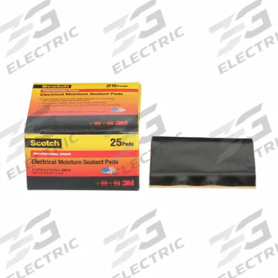 3M Electrical Tape: Square, 2 1/2 in Wd, 2 1/2 in Lg, 45 mil Thick, Vinyl - Moisture-Resistant Electrical Tape, Pads & Putty