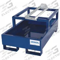 DENIOS Drum Dispensing Rack: 1 Drums/Containers, Drum Dispensing Rack, 66 gal Spill Capacity, Steel (MPN K17-3001). Key specifications — Material: Steel; Brand: DENIOS; Product Type: Drum Dispensing Rack.
