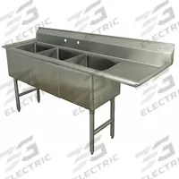 ADVANCE TABCO Scullery Sink: 3 Bowls, 43 in Overall Ht, 74 1/2 in Overall Lg, 24 in Overall Wd (MPN FC-3-1818-18RX). Key specifications — Brand: ADVANCE TABCO.