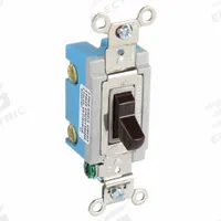 HUBBELL Wall Switch: Toggle Switch, Double Pole, Maintained, Brown, 120/277V AC, 15 A (MPN HBL1202). Key specifications — Illuminated: No; Voltage Rating: 120/277V AC.