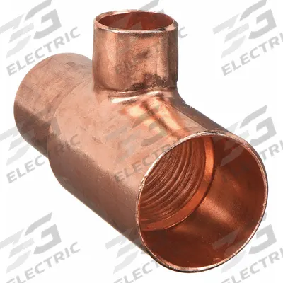 NIBCO Sweat Fitting Tee: 2 in CTS x 1 1/2 in CTS x 1 in CTS, Cup x Cup x Cup - Wrot Copper Tube Fittings