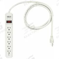TRIPP LITE Outlet Strip: 6 Outlets, 6 ft Cord Lg, 790 J Rated Energy, 15 A Current, Gray, 5-15P (MPN TLP606TAA). Key specifications — Brand: TRIPP LITE; Mounting Style: Keyhole.