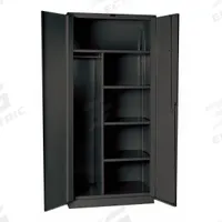 HALLOWELL Storage Cabinet: 36 in x 24 in x 78 in, 4 Shelves, Swing Handle & Padlock Hasp, Adj, Solid (MPN HWG4CC6478-4CL). Key specifications — Shelf Adjustability: Adjustable; Base Type: Frame; Cabinet Color: Dark Gray; For Use Outdoors: No; Frame Assembled: Assembled; Cabinet Storage Components: Shelves; Brand: HALLOWELL; Cabinet Style: Hanging Rod and Shelves.
