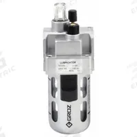 GROZ Compressed Air Lubricator: Micro Mist, 1/4 in NPT, 58 cfm, 145 psi Max Op Pressure, Knob (MPN L1491). Key specifications — attr111774: Aluminum; attr111402: Intermediate Duty; attr111761: GROZ.