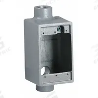 HUBBELL KILLARK Device Box: Iron, Rectangular, 1 Gangs, 3/4 in Hub Size, 18 cu in Capacity, Gray (MPN FSCA-2M). Key specifications — Color: Gray; Brand: HUBBELL KILLARK.