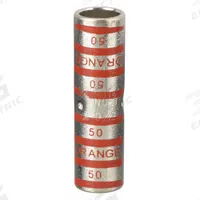 THOMAS & BETTS Open Barrel Splice: 3/0 AWG Wire Size, Orange Code, 2.25 in, Copper Barrel, 50 Die (MPN 54811). Key specifications — Die Code: 50; Brand: THOMAS & BETTS; Color Code: Orange.