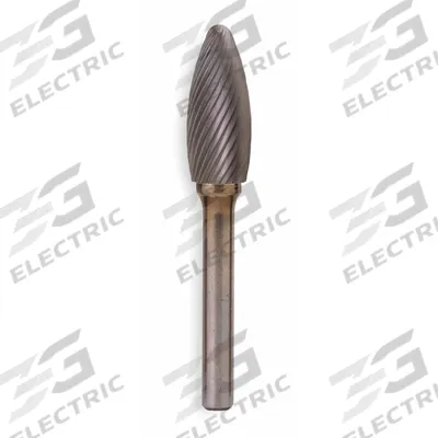 WIDIA Carbide Bur: Flame, SH-53, Single Cut, 3/16" x 3/8" Head - Single-Cut Flame Burs