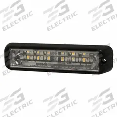 ECCO Warning Light: Perimeter Flashing Warning Light, Amber/Green, 1 3/16 in Overall Wd, LED (MPN ED3766AG). Key specifications — Operating Voltage: 12-24V DC; Number of Flash Patterns: 69; Includes: Multi Mount Hardware; Electrical Connection: Blunt Cut Wires; Mount Type: Bolt; Brand: ECCO; Shape: Rectangular.