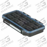 PLANO Compartment Box: 9 1/8 in x 5 in x 1 1/4 in, Black/Clear, 30 Compartments, 12 Adj Dividers (MPN P000272). Key specifications — Color: Black/Clear; Brand: PLANO; Material: Plastic.