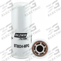 BALDWIN FILTERS Hydraulic Filter: Hydraulic Fluid, 1 3/8"-12 Thread Size, Spin-On, Cellulose (MPN BT8834-MPG). Key specifications — Media Material: Cellulose; Brand: BALDWIN FILTERS; Compatible Fluid Type: Hydraulic Fluid; Compatible Vehicle Make: Freeman; Includes: Viton Integral Gasket; Thread Size: 1-3/8"-12.