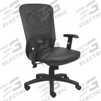 APPROVED VENDOR Office Chair: Black, Leather & Mesh Material, 29 1/2 in Back Ht, 20 in Seat Wd (MPN 452R25). Key specifications — attr982877: Black; attr982913: No; attr982865: Black; attr982870: APPROVED VENDOR; attr982901: Black.