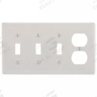 HUBBELL Wall Plate: Combo, 4 Gang, Almond, Std Size (MPN P38LA). Key specifications — Brand: HUBBELL; Material: Polycarbonate.