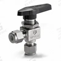 HAM-LET Manual Two-Way Ball Valve: 1/4 in, Stainless Steel, Angle, Compression x Compression, Lever (MPN H-800S-SS-L-1/4-A). Key specifications — Brand: HAM-LET; Handle: Lever.