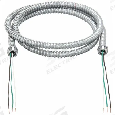 SOUTHWIRE Metal Clad Whip: 18 AWG, 3 Conductors, Copper, 6 ft, Galvanized Steel, Std - Metal-Clad Cable Whips