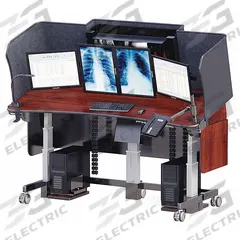 AFC INDUSTRIES Medical Workstation: 84 in Overall Wd, 34 in Overall Dp, 47 in Overall Ht, 2 Shelves (MPN WS8434_B_W/O_EC). Key specifications — Caster/Glide Type: (2) Swivel; Brand: AFC INDUSTRIES; Desktop Color: Mahogany; Desktop Material: Wood; Standards: UL Approved; Product Type: Medical Workstation.