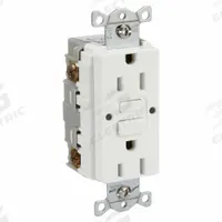 HUBBELL GFCI Receptacle: Duplex, 5-15, White, GFCI, 125V AC, 15 A, 2 Pole / 3 Wire (MPN GFRWR15W)