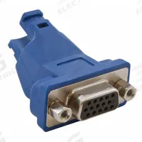 HUBBELL PREMISE WIRING Trunk Cable Adapter: (1) VGA Female x (1) 8-Pin DIN Female Adapter, Blue (MPN 15A6P1). Key specifications — Product Type: Audio/Video Adapter; Manufacturer Part Number: 15A6P1; Brand: HUBBELL PREMISE WIRING; End 1 Connection Type: VGA Female; End 2 Connection Type: 8-Pin DIN Female.