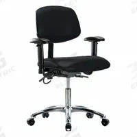 ESD Chair: Vinyl, Arms Included, Ht Range 19 in to 24 in, 18 1/2 in Seat Wd, 17 in Seat Dp, Adj (MPN BR-ESD-VDHCH-CR-T0-A1-EC-ESDBLK). Key specifications — Foot Support: No; Back Tilt Backward: 13.5°; Back Tilt Forward: 10.5°; Base Material: Aluminum; Brand: APPROVED VENDOR; Product Type: ESD Chair; ESD-Safe: ESD-Safe.