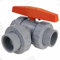 HAYWARD Manual Three-Way Ball Valve: 1 1/2 in, PVC, L Flow, True-Union Socket/True-Union NPT, Tee (MPN LA1150STE). Key specifications — Brand: HAYWARD; Handle: Tee.