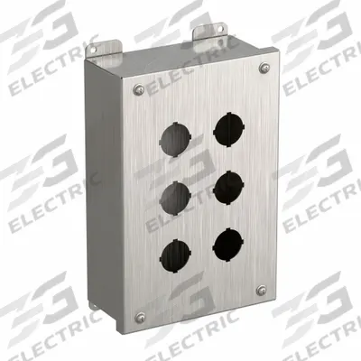HAMMOND Push Button Enclosure: 30mm, 6 Holes, 304 Stainless Steel - Enclosures for 30mm Operators