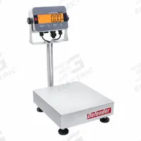 OHAUS Industrial Bench Scale: 12 in x 14 in, IP66/IP67, Column-Mounted, 30 lb Wt Capacity - Imperial (MPN i-D33XW15C1R6 AM). Key specifications — Connection Ports: Ethernet; Readability: 0.005 lb/2 g; Brand: OHAUS; Weighing Surface Material: Stainless Steel.