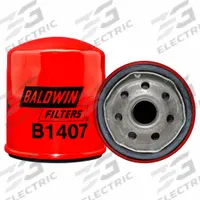 BALDWIN FILTERS Oil Filter: B1407, 3/4"-16 Thread Size, 3 1/2 in Overall Ht, 3 1/16 in Outside Dia. Key specifications — Baldwin Interchange: B1407; Brand: BALDWIN FILTERS; Compatible Vehicle Make: Ford; Includes: Anti-Drainback Valve; Media Material: Cellulose.