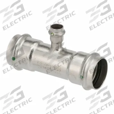 VIEGA PROPRESS Crimp Tee Fitting: 1 1/2 in CTS x 1 1/2 in CTS x 1/2 in CTS Size - Potable Water Stainless Steel Press Fittings