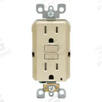 LEVITON GFI Receptacle: Decorator Duplex, 5-15, Ivory, GFCI, 125V AC, 15 A, 2 Pole / 3 Wire (MPN GFTR1-I)