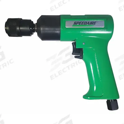 SPEEDAIRE Air-Powered Drill: 7/16 in Chuck, Heavy Duty, 2,600 RPM, 0.7 hp, Quick Change - Pistol-Grip Air-Powered Drills