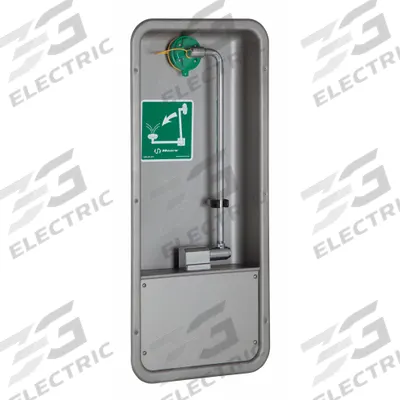 HAWS Plumbed Eyewash: Fully Recessed, Wall Mnt, Eyes and Face Coverage, No Bowl - Recessed Wall-Mount Eyewash Stations