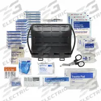 FIRST AID ONLY First Aid Kit: Vehicles, 24 People Served, 93 Components, Fabric (MPN 91389). Key specifications — Adhesive Bandages Included: (5) Adhesive Knuckle Bandages; Application: Vehicles; Brand: FIRST AID ONLY; Housing Material: Fabric; Includes Oral or Inhalant Medication: No Medication Included; Oral and Inhalant Medicinals Included: No Oral/Inhalant Medicinals; Standards: OSHA; Topical Medicinals Included: No Topical Medicinals.