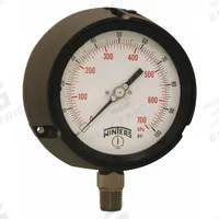 WINTERS Process Pressure Gauge: 0 psi to 100 psi, White, 4 1/2 in Dial, 1/2 in NPT Male, Bottom, PPC (MPN PPC5064-SG45). Key specifications — Brand: WINTERS; Pointer Color: Black; Accuracy: ±0.5%; Dial Color: White; Gauge Wetted Parts: Stainless Steel; Case Material: Phenolic; Vibration Resistance Properties: Field-Fillable; Pressure Range: 0 psi to 100 psi.