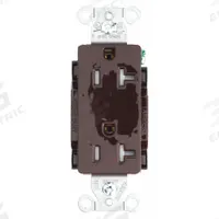 BRYANT Receptacle: Decorator Duplex, 5-20, Brown, 125V AC, 20 A, 2 Pole / 3 Wire (MPN DRS20TR)
