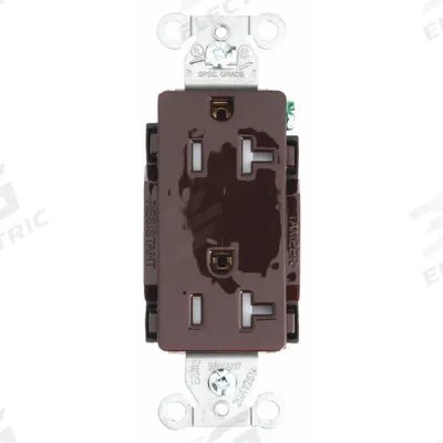 BRYANT Receptacle: Decorator Duplex, 5-20, Brown, 125V AC, 20 A, 2 Pole / 3 Wire (MPN DRS20TR) - General Purpose Receptacles