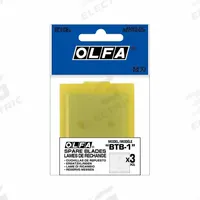 OLFA Scraper Blade: 1 11/16 in Overall Wd, 43 mm Overall Lg (MPN BTB-1). Key specifications — attr1004902: OLFA; attr1034539: Steel; attr1017570: Standard End.
