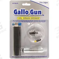NU-CALGON Drain Clearing Gun: 3/4 in to 1 in For Drain Size, 1.25 g For Cartridge Size, 6 1/2 in Lg (MPN 4179-01). Key specifications — Includes: Tapered Fitting; Brand: NU-CALGON; Series: Gallo; Product Type: Drain Clearing Gun.