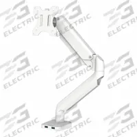 FELLOWES Monitor Arm: White, Aluminum/Plastic, Clamp/Grommet Mount, 18 lb Wt Capacity (MPN 8056201). Key specifications — Features: Dual USB Connectivity; Material: Aluminum; Brand: FELLOWES; Product Type: Monitor Arm; Mount Mechanism: Clamp/Grommet; Color: White.