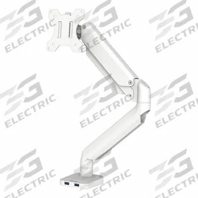 FELLOWES Monitor Arm: White, Aluminum/Plastic, Clamp/Grommet Mount - Computer Monitor Arms