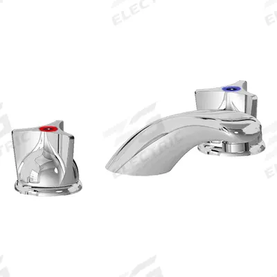 CHICAGO FAUCETS Low Arc Bathroom Faucet: 404, Cast Brass, Polished Chrome Finish - Widespread Handle Bathroom Faucets