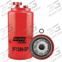 BALDWIN FILTERS Fuel Filter: Spin-On, 3 11/16 in Outside Dia, M22-1.50 Thread Size, Cellulose (MPN BF1289-SP). Key specifications — attr1137520: BF1289-SP; attr434022: BALDWIN FILTERS; attr427730: Cellulose; attr427731: M12 x 1.75 Sensor Port Thread; attr1017112: Buses; attr1017113: Challenger.