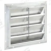 19"H-W 5 1/4"L Alu Gable Shutter Dampr: For 16 in Fan, Single Panel, 19 in H, 19 in W, 1 1/2 in D (MPN 3HHR1). Key specifications — Airflow Direction: Horizontal; Blade Type: Flat Blade; Brand: DAYTON; Maximum Air Velocity: 2500 fpm; Mounting Position: Vertical.