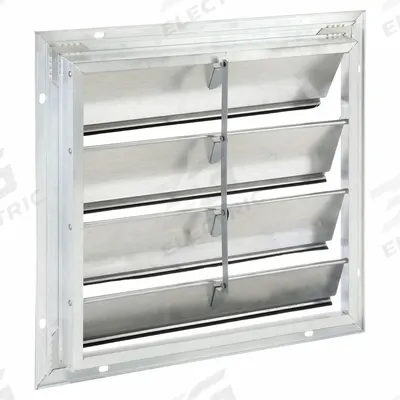 Dayton 19"H-W 5 1/4"L Alu Gable Shutter Dampr: For 16 in Fan, Single Panel, 19 in H - Wall-Mount Backdraft Dampers