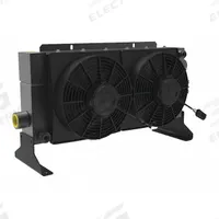 AKG Forced Air Oil Cooler: 45 hp Heat Removed, 80 gpm Max. Flow, 377 psi Max. Pressure, 12V DC (MPN D45-12-BP60). Key specifications — attr96059: SAE #20; attr96056: IP 68; attr96057: 12V DC; attr98919: AKG.