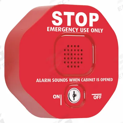 STI Exit Door Alarm: 0.5 V DC, Mortise, Red, Polycarbonate, Siren - Standard Door Alarms